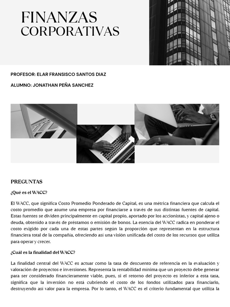 WACC y Flujos de Caja en Finanzas Corporativas | PDF | Flujo de caja ...