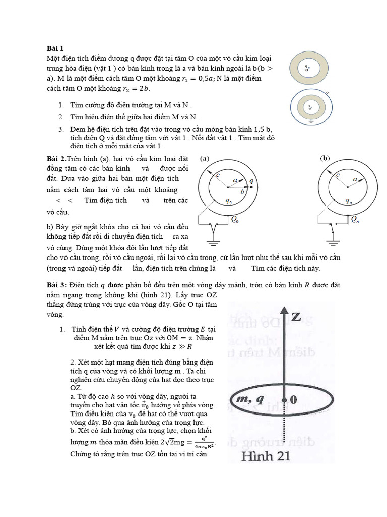 đề tĩnh điện ôn dh10 2025 | PDF