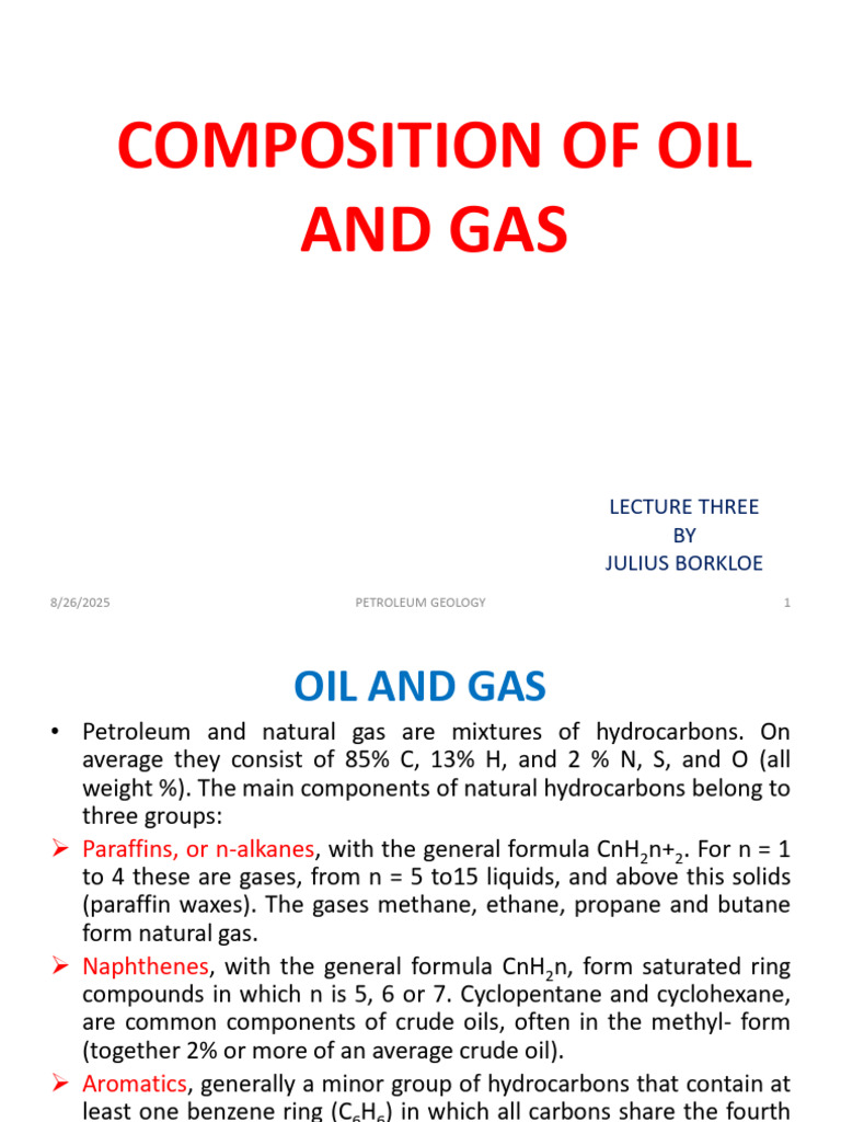 Composition of Oil and Gas Overview | PDF | Petroleum | Natural Gas