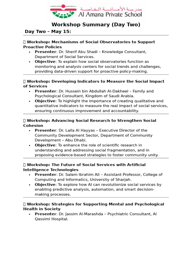 Workshop Summary (Day Two) | PDF | Psychology | Artificial Intelligence