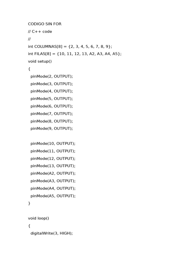Código C++ para Control de Matriz LED | PDF