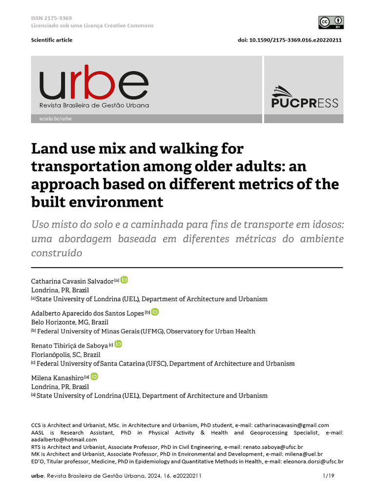 Land Use Mix and Senior Walking Habits | PDF
