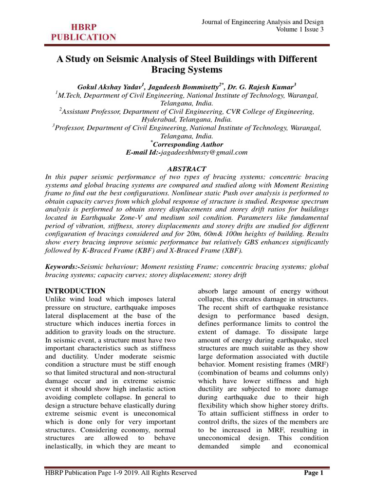 Seismic Analysis of Steel Bracing Systems | PDF | Beam (Structure ...