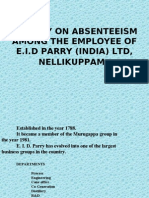 A Study On Absenteeism Among The Employee of E.I.D Parry (India) LTD, Nellikuppam