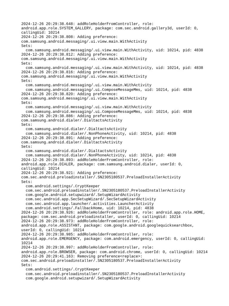 Android App Role Management Logs | PDF | Software | System Software