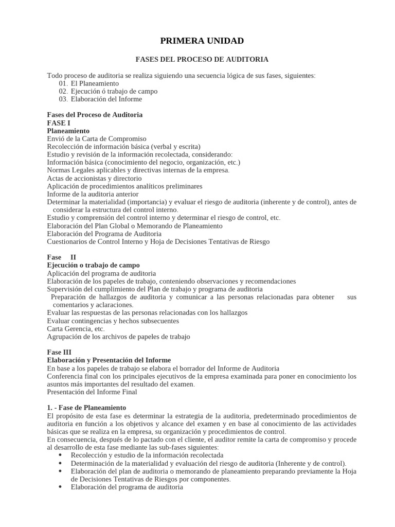 Fases del Proceso de Auditoría: Guía Completa | PDF | Auditoría | Contralor