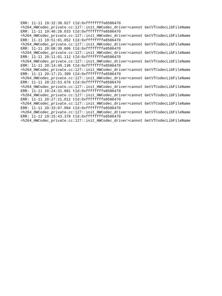 HWCodec Driver Error Log Analysis | PDF