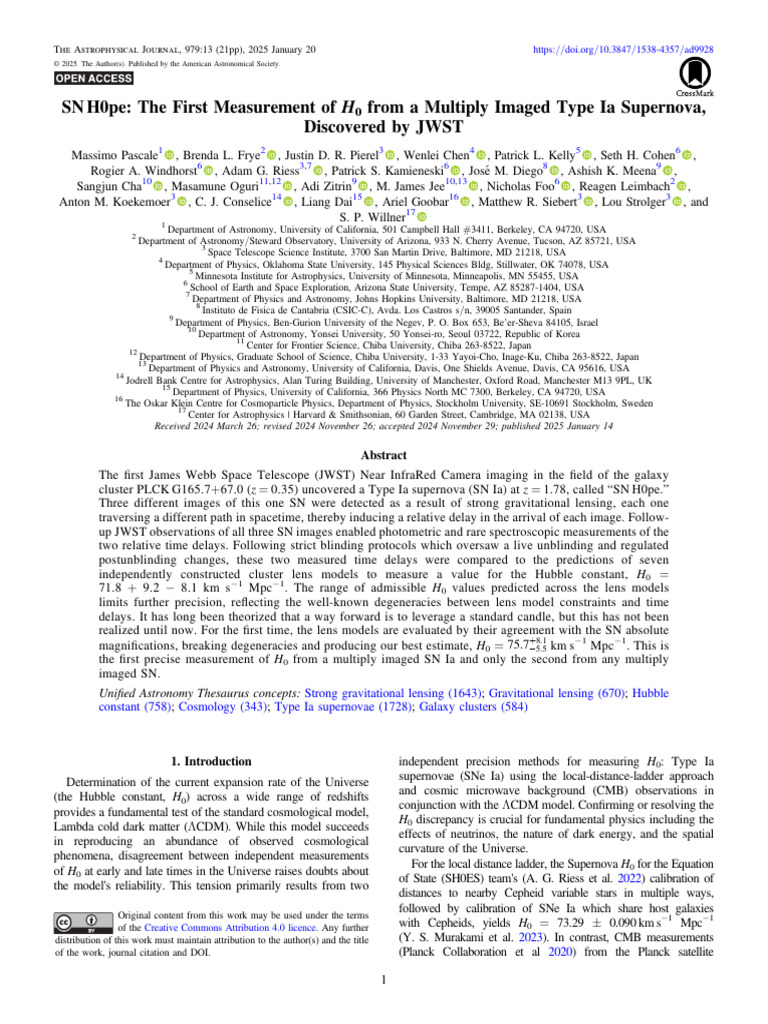 First Hubble Constant Measurement from SN Ia | PDF | Physical Cosmology ...