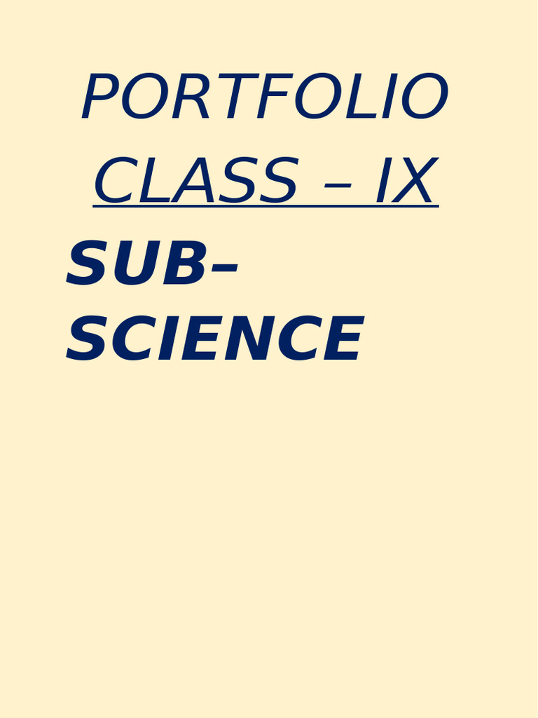 Class IX Science Portfolio 2025-26 | PDF