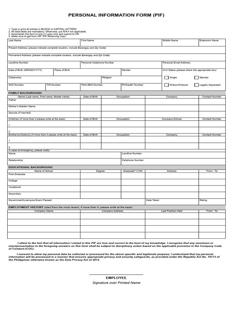 Personal Information Form (PIF) Guide | PDF | Justice | Crime & Violence