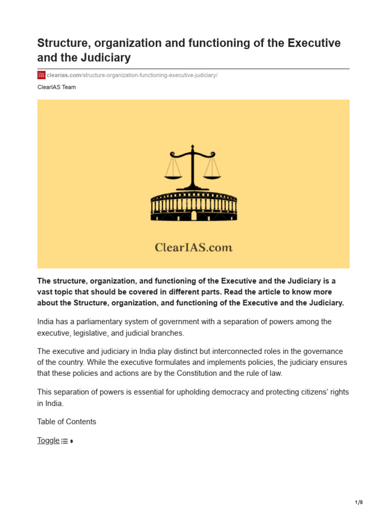 Indian Executive and Judiciary Structure | PDF | State Court (United ...