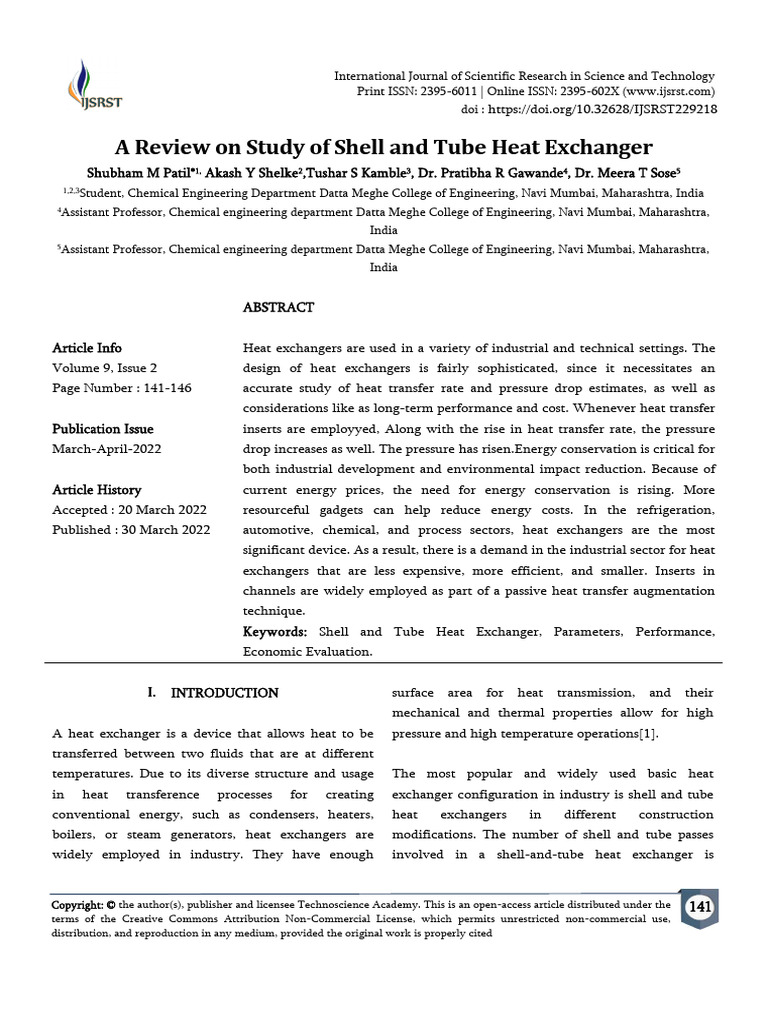 Shell and Tube Heat Exchanger Review | PDF | Heat Exchanger | Heat Transfer