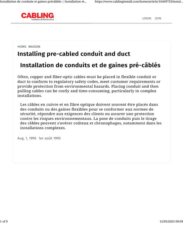 Installation de conduits pré-câblés efficaces | PDF | Biens ...