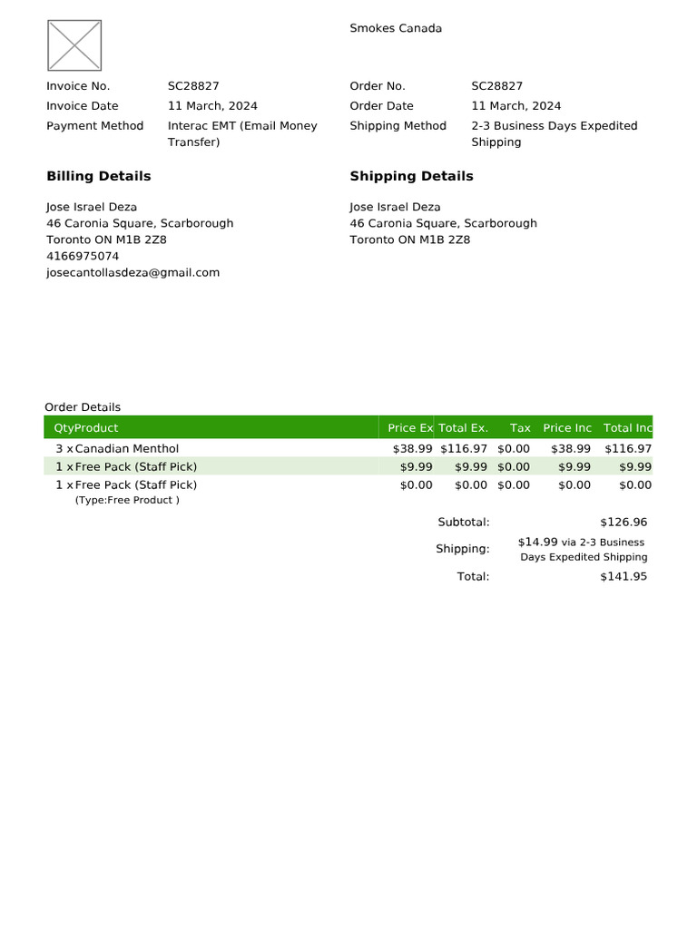 Order Summary for SC28827 Invoice | PDF