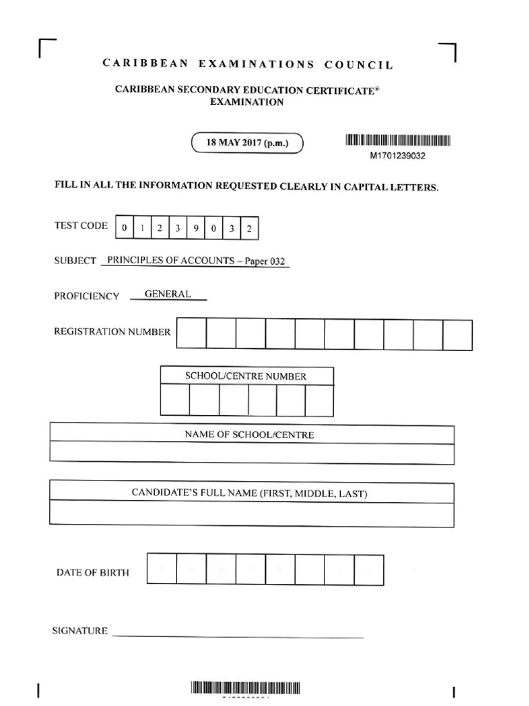 Principles of Accounts Paper 032 MAY 2017 | PDF