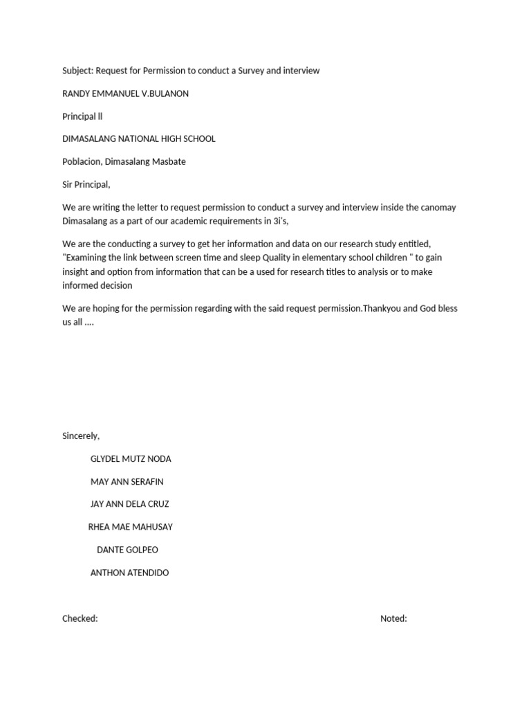Survey Permission Request for Research | PDF