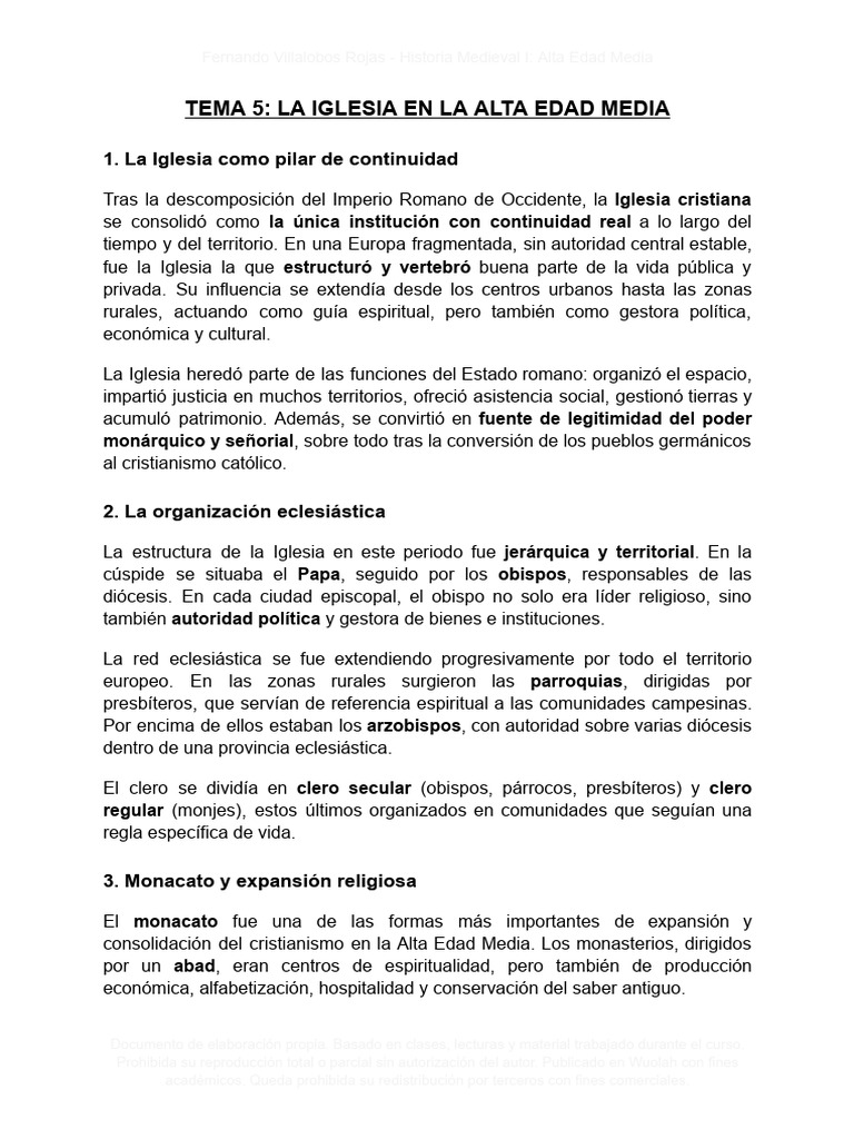 La Iglesia en la Alta Edad Media | PDF | Edades medias | Iglesia Católica
