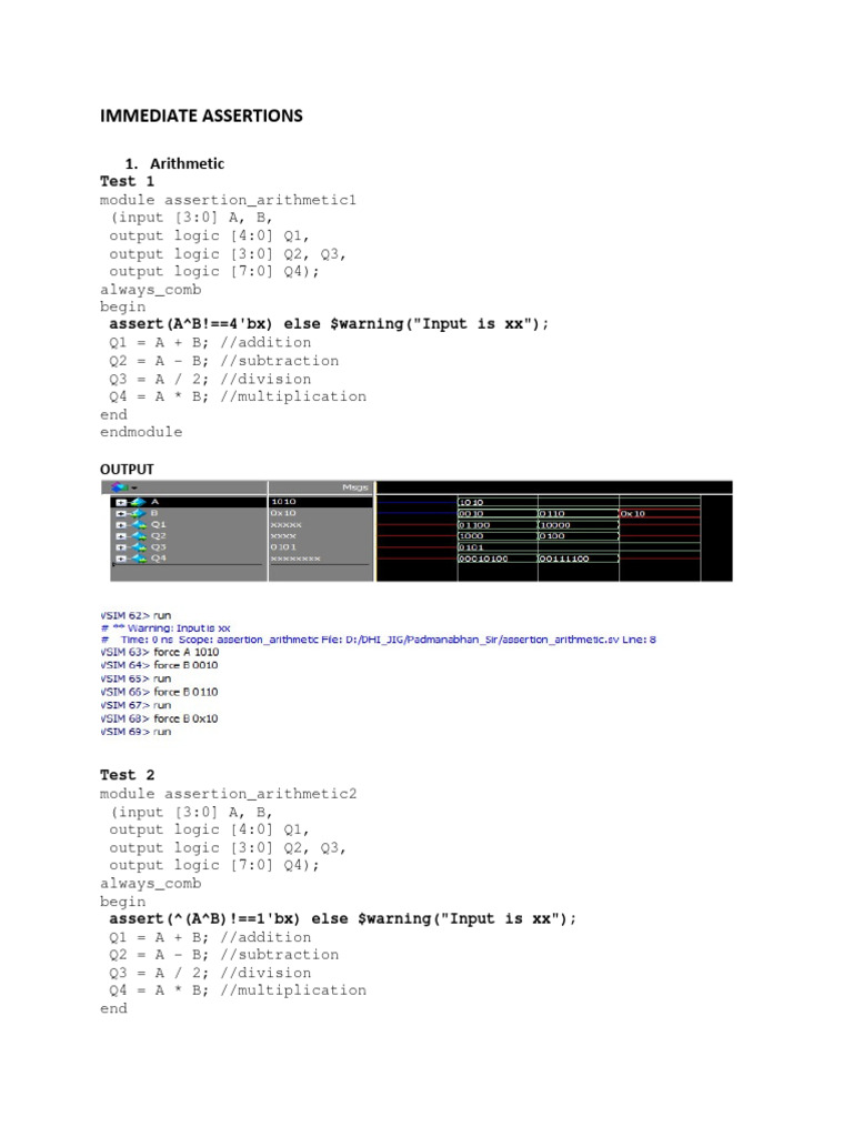 Lab on Assertions | PDF | Computer Engineering | Electronics
