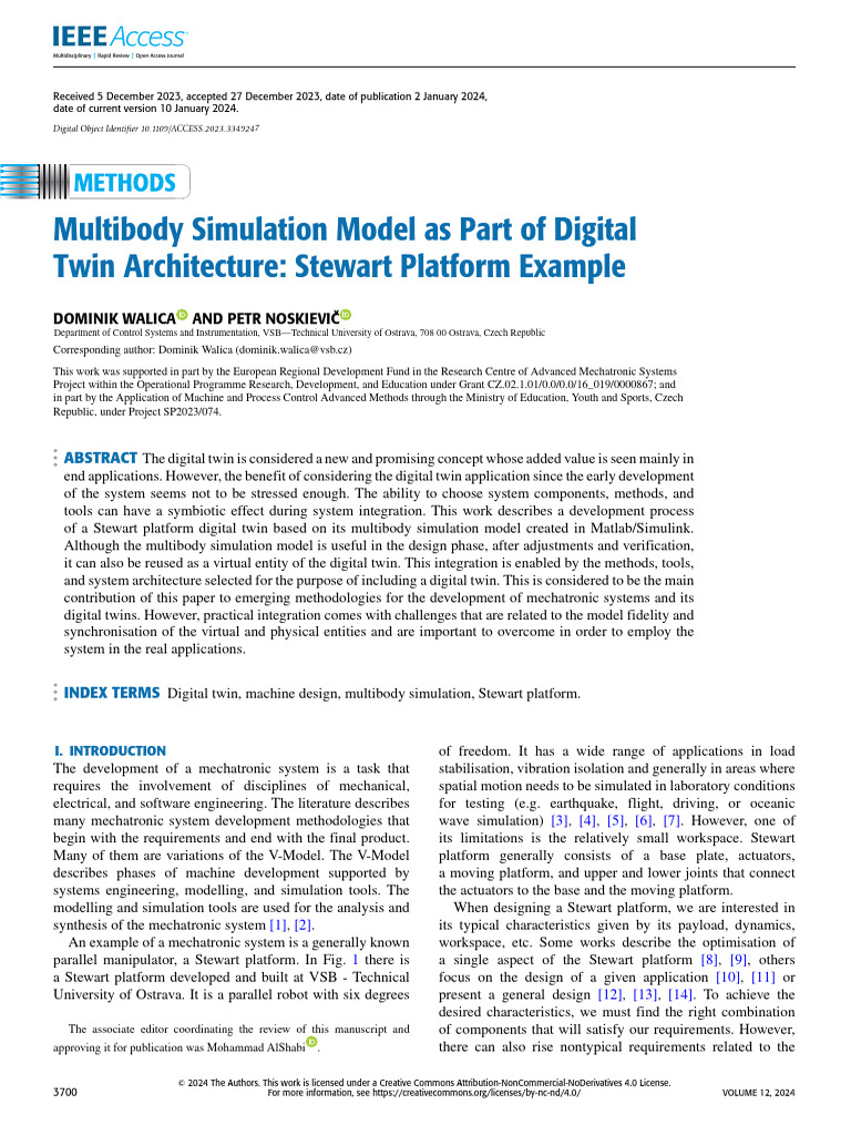 Multibody Simulation Model As Part of Digital Twin Architecture Stewart ...