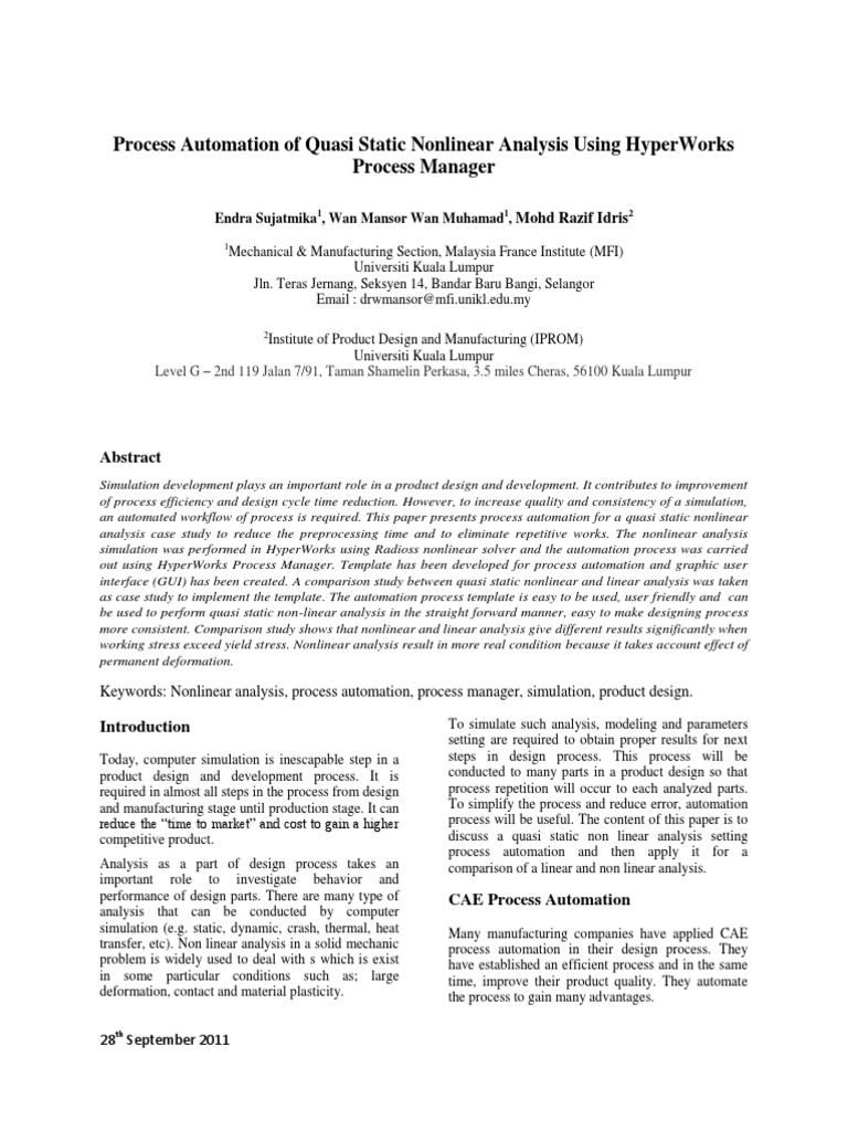 Automating Nonlinear Analysis in HyperWorks | PDF | Deformation ...