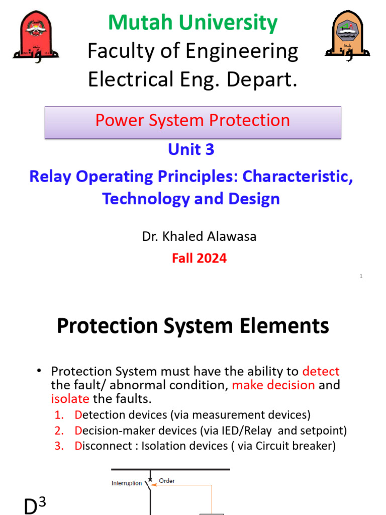 PSP Unit 3 Relay Operating Principles F2024 | PDF | Relay | Electrical ...