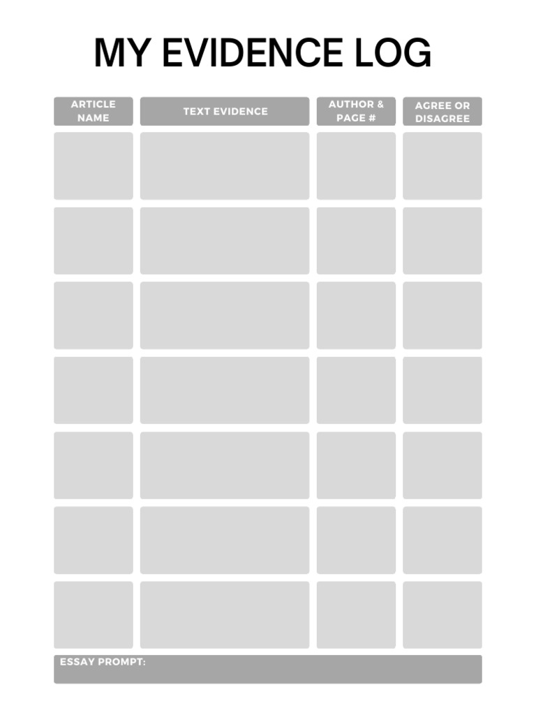 Evidence Log for Argument Analysis | PDF