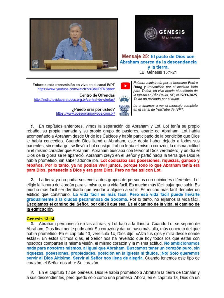 Mensaje 25 - El Pacto de Dios Con Abraham Acerca de La Descendencia y ...