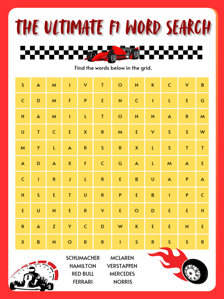 Ultimate F1 Word Search Puzzle | PDF