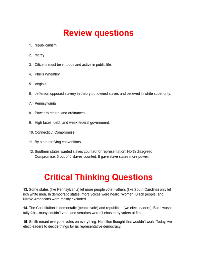 3 Review Questions and Critical Thinking Questions | PDF