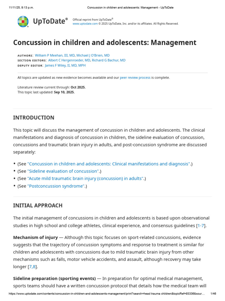 Concussion Management in Youth Athletes | PDF | Concussion | Diseases ...
