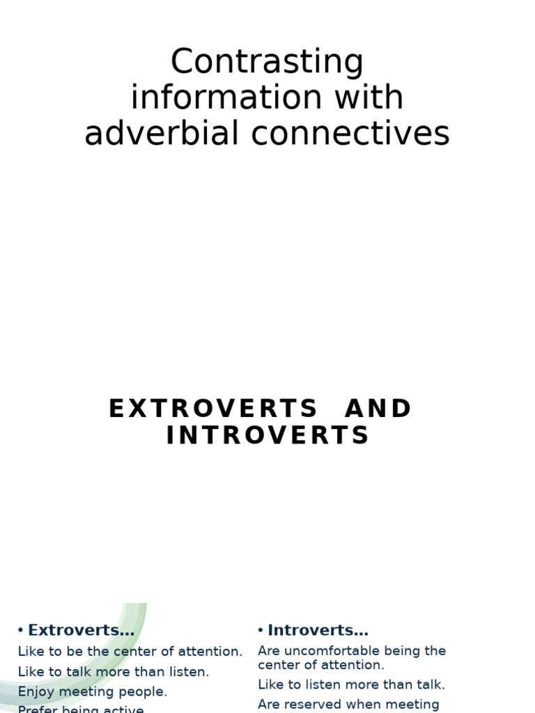 Contrasting Information With Adverbial Connectives | PDF