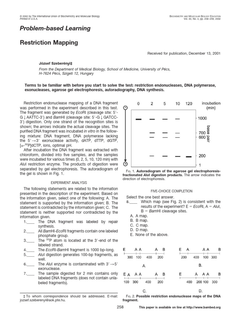 Restriction Mapping in DNA Analysis | PDF | Restriction Enzyme | Gel ...