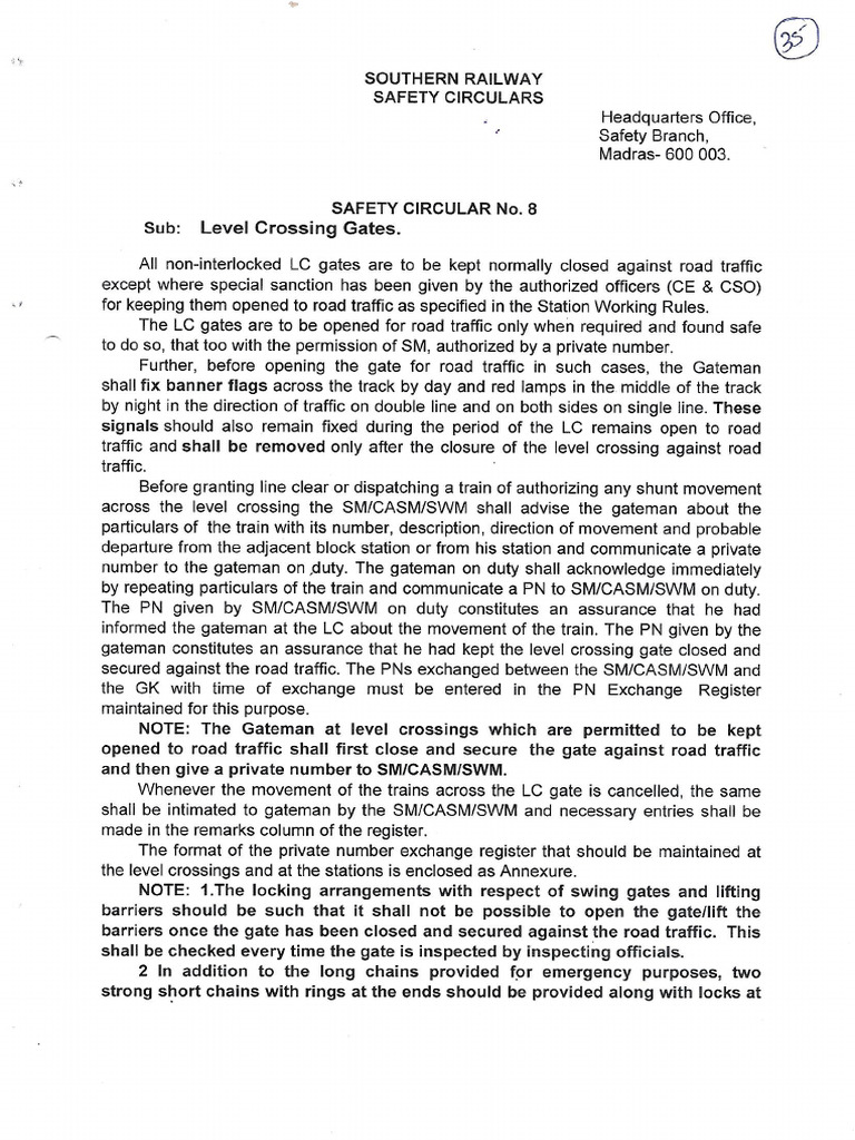 HQ Safety Circular 08 - 1998 | PDF