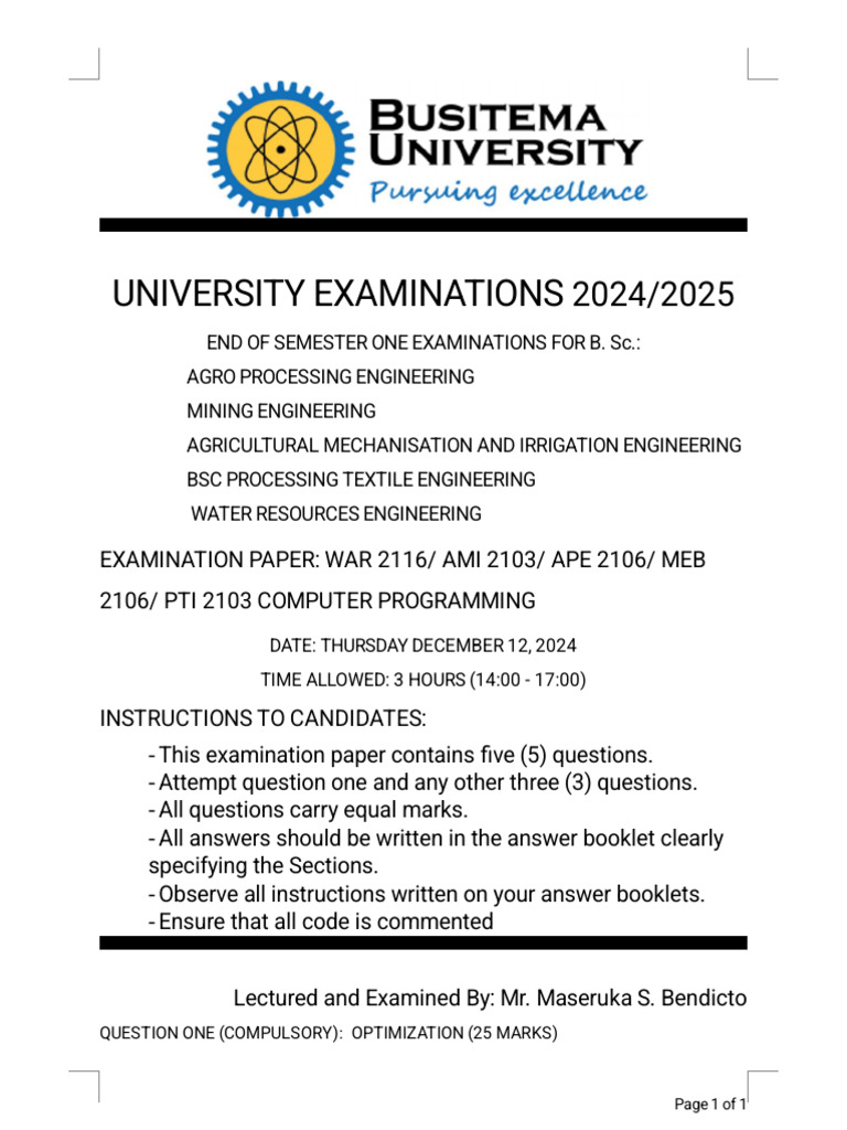 MATLAB Exam Paper for Engineering Courses | PDF | Method (Computer ...