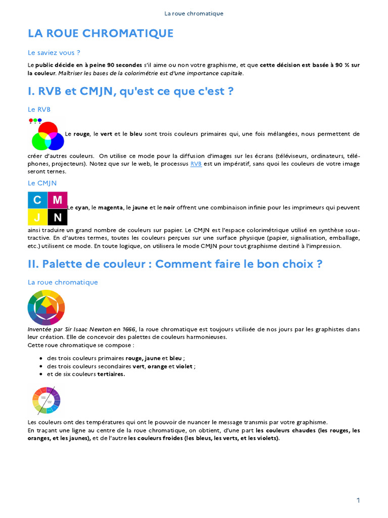 La Roue Chromatique en Graphisme | PDF | Modèle de couleur en RVB | Bleu