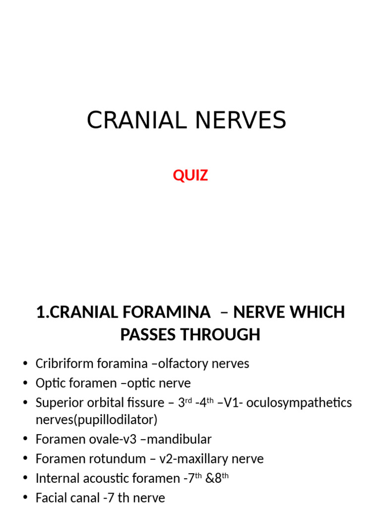 Cranial Nerves | PDF | Nervous System | Human Head And Neck