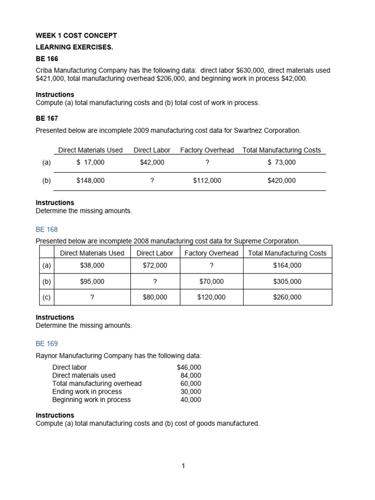 Manufacturing Cost Calculations Guide | PDF | Cost Of Goods Sold ...