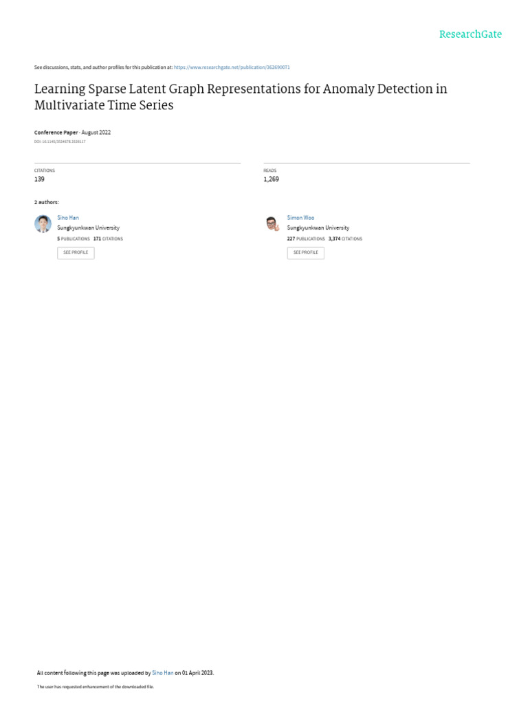 Sparse Graph Models for Anomaly Detection | PDF | Time Series | Deep ...
