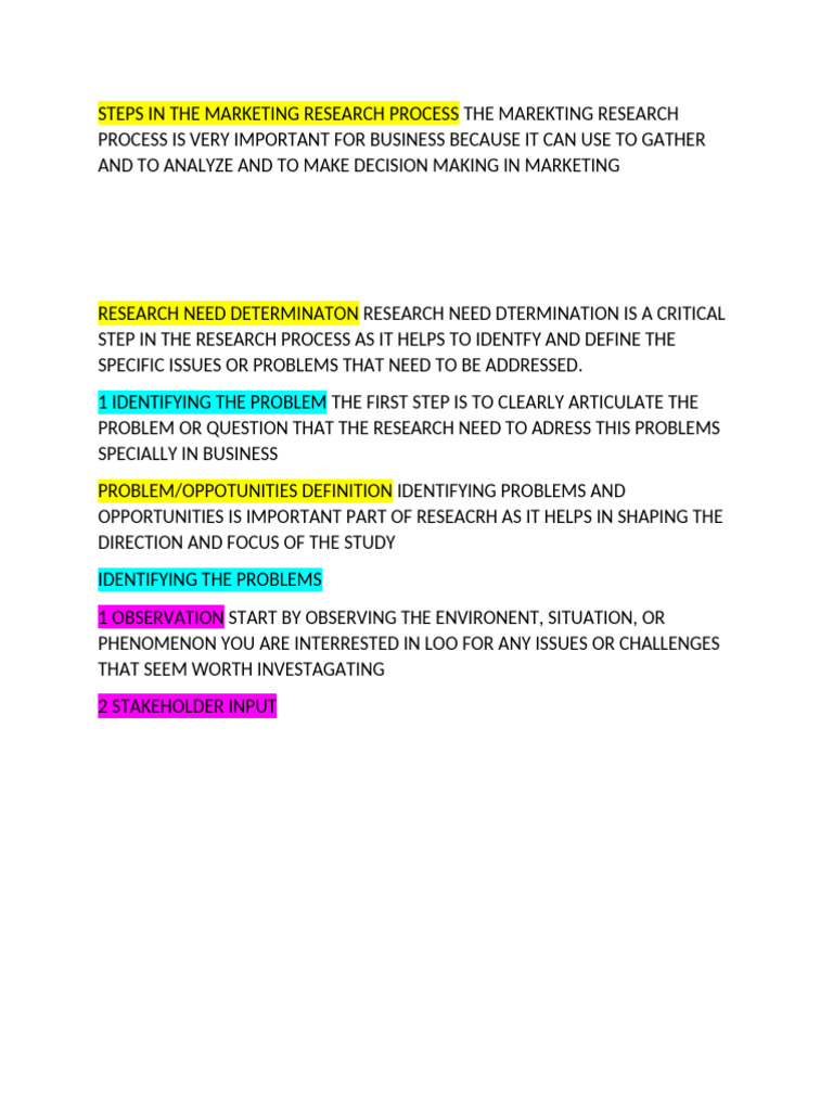 Marketing Research Process Steps | PDF