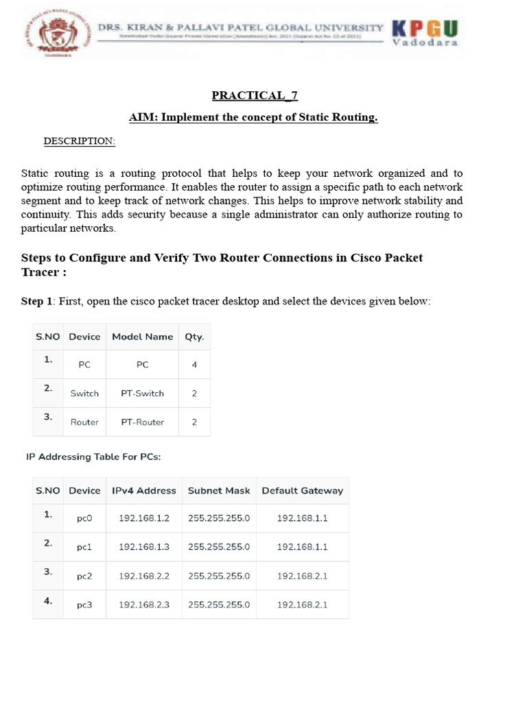 Static Routing Configuration Guide | PDF | Ip Address | Router (Computing)