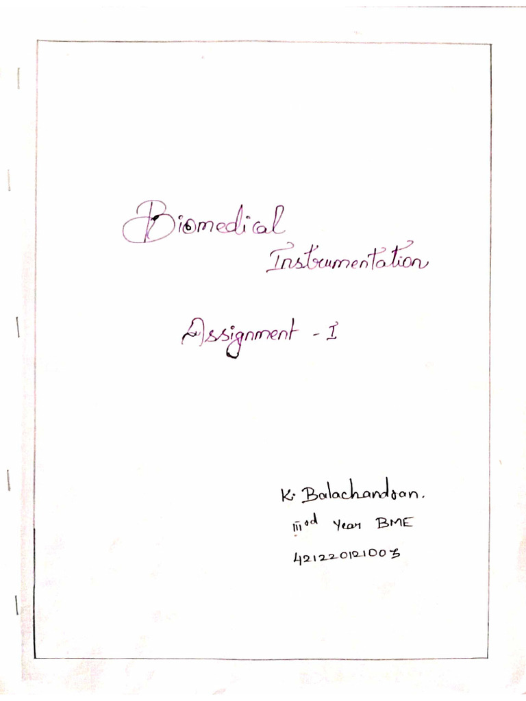 Biomedical Instrumentation Assignment - 1 | PDF