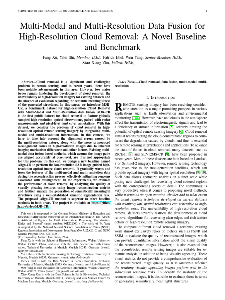 High-Resolution Cloud Removal Benchmark | PDF | Remote Sensing | Image ...