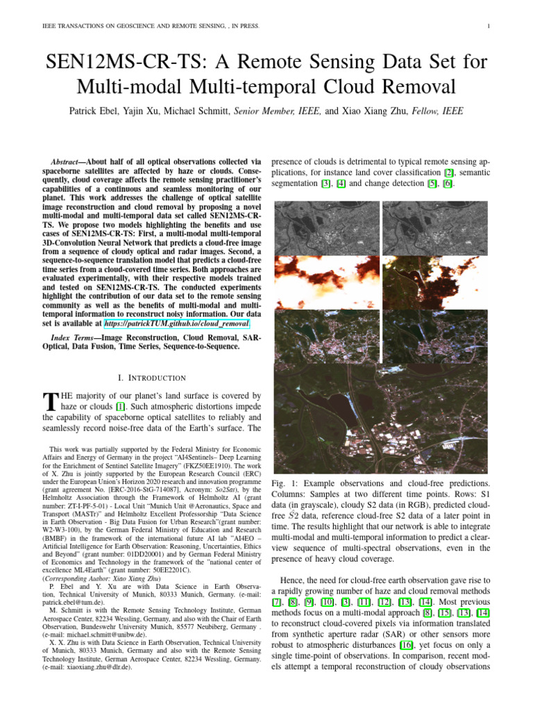 SEN12MS-CR-TS A Remote Sensing Data Set | PDF | Remote Sensing | Time ...
