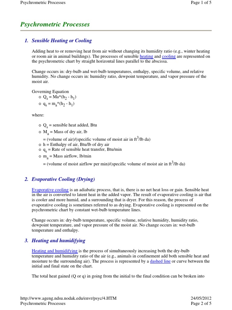 Psychrometric Processes Overview | PDF | Humidity | Relative Humidity