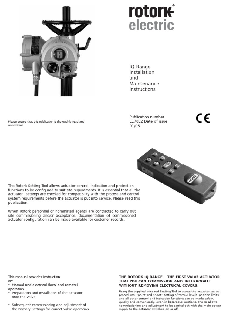 Rotork IQ20 Actuator Manual | PDF | Valve | Screw