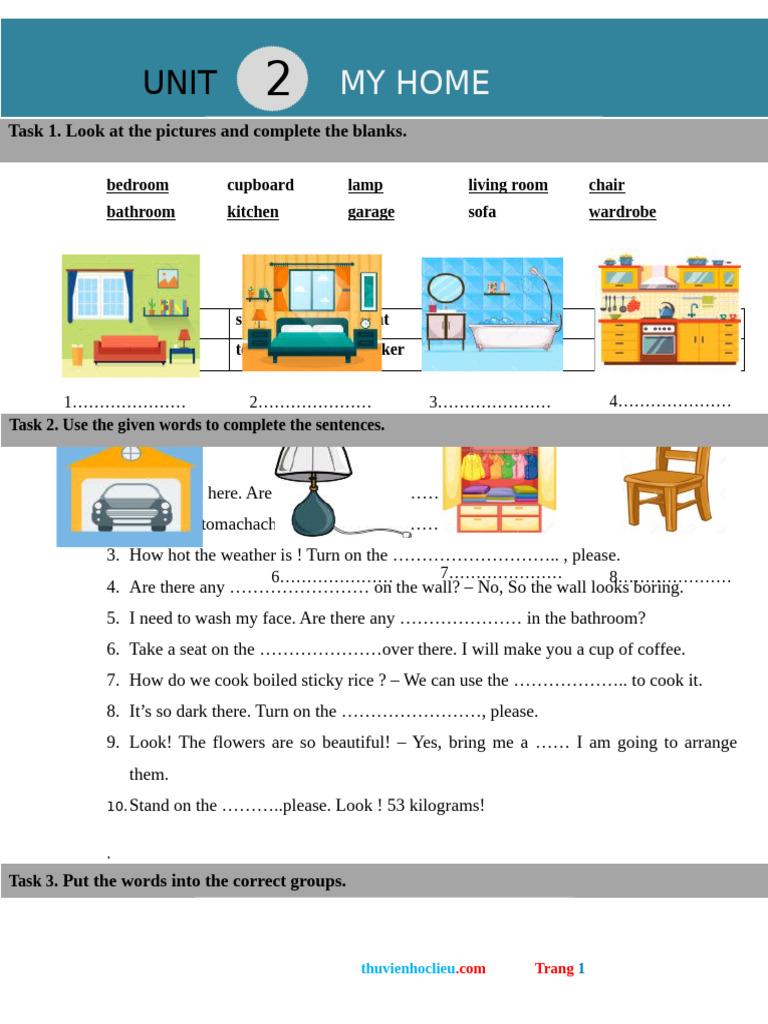 Home Vocabulary and Grammar Exercises | PDF | Interior Design | Home