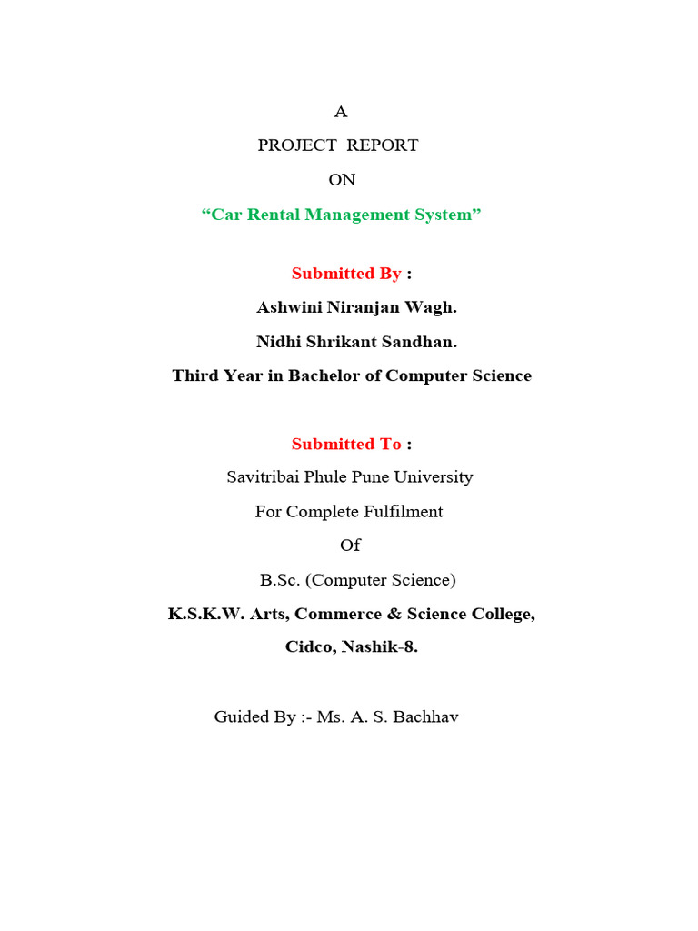 Car Rental Management System Report | PDF | Feasibility Study ...