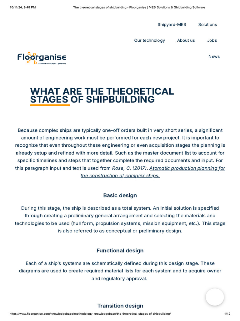 The Theoretical Stages of Shipbuilding - Floorganise - MES Solutions ...