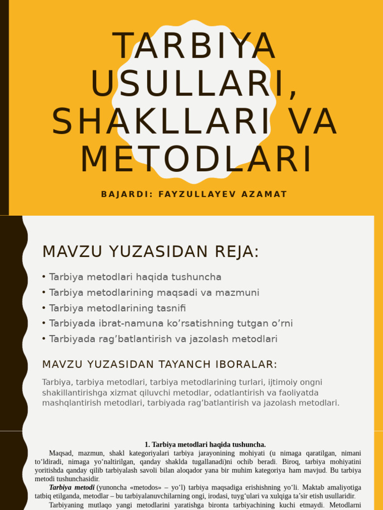 Robiya - Tarbiya Metodlari | PDF