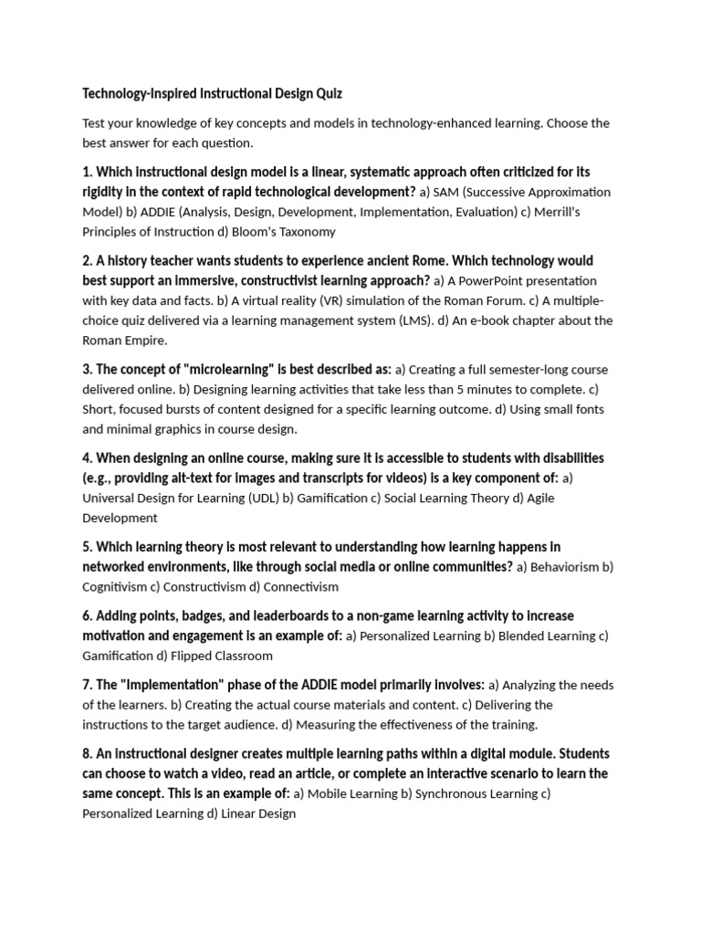 Designing An Ict Quiz | PDF | Instructional Design | Educational Technology